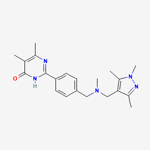 molecular formula C21H27N5O B6054813 5,6-dimethyl-2-[4-({methyl[(1,3,5-trimethyl-1H-pyrazol-4-yl)methyl]amino}methyl)phenyl]pyrimidin-4(3H)-one 