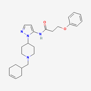 molecular formula C24H32N4O2 B6054831 N-{1-[1-(3-cyclohexen-1-ylmethyl)-4-piperidinyl]-1H-pyrazol-5-yl}-3-phenoxypropanamide 