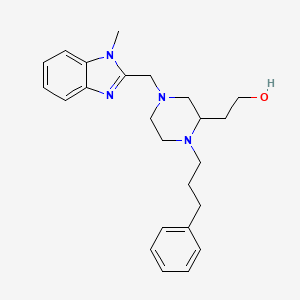 molecular formula C24H32N4O B6054840 2-[4-[(1-methyl-1H-benzimidazol-2-yl)methyl]-1-(3-phenylpropyl)-2-piperazinyl]ethanol 