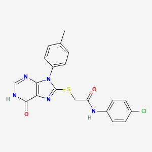 molecular formula C20H16ClN5O2S B6054844 N-(4-chlorophenyl)-2-{[9-(4-methylphenyl)-6-oxo-6,9-dihydro-1H-purin-8-yl]thio}acetamide 