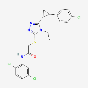 molecular formula C21H19Cl3N4OS B6054849 2-({5-[2-(4-chlorophenyl)cyclopropyl]-4-ethyl-4H-1,2,4-triazol-3-yl}thio)-N-(2,5-dichlorophenyl)acetamide 
