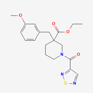 molecular formula C19H23N3O4S B6054855 ethyl 3-(3-methoxybenzyl)-1-(1,2,5-thiadiazol-3-ylcarbonyl)-3-piperidinecarboxylate 