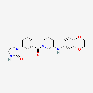 molecular formula C23H26N4O4 B6054879 1-(3-{[3-(2,3-dihydro-1,4-benzodioxin-6-ylamino)-1-piperidinyl]carbonyl}phenyl)-2-imidazolidinone 