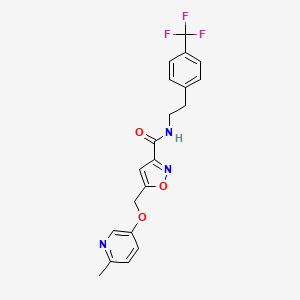 molecular formula C20H18F3N3O3 B6054888 5-{[(6-methyl-3-pyridinyl)oxy]methyl}-N-{2-[4-(trifluoromethyl)phenyl]ethyl}-3-isoxazolecarboxamide 