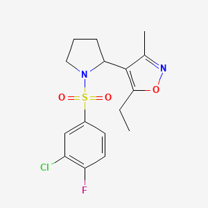 molecular formula C16H18ClFN2O3S B6054892 4-{1-[(3-chloro-4-fluorophenyl)sulfonyl]-2-pyrrolidinyl}-5-ethyl-3-methylisoxazole 