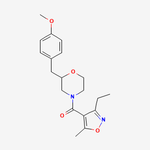 molecular formula C19H24N2O4 B6054896 4-[(3-ethyl-5-methyl-4-isoxazolyl)carbonyl]-2-(4-methoxybenzyl)morpholine 