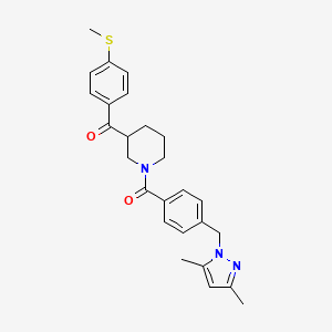 molecular formula C26H29N3O2S B6054920 (1-{4-[(3,5-dimethyl-1H-pyrazol-1-yl)methyl]benzoyl}-3-piperidinyl)[4-(methylthio)phenyl]methanone 