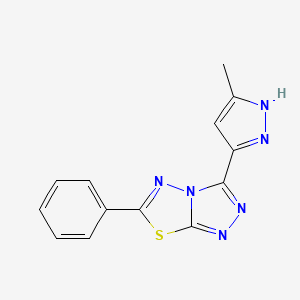 molecular formula C13H10N6S B6054927 3-(3-methyl-1H-pyrazol-5-yl)-6-phenyl[1,2,4]triazolo[3,4-b][1,3,4]thiadiazole 