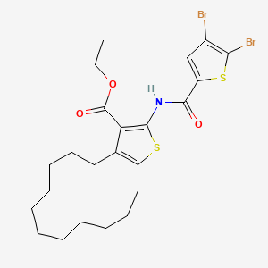 molecular formula C23H29Br2NO3S2 B6054939 ethyl 2-{[(4,5-dibromo-2-thienyl)carbonyl]amino}-5,6,7,8,9,10,11,12,13,14-decahydro-4H-cyclotrideca[b]thiophene-3-carboxylate 