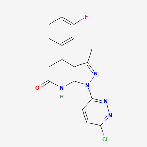 molecular formula C17H13ClFN5O B6054969 1-(6-chloro-3-pyridazinyl)-4-(3-fluorophenyl)-3-methyl-1,4,5,7-tetrahydro-6H-pyrazolo[3,4-b]pyridin-6-one 