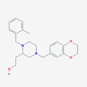 molecular formula C23H30N2O3 B6054979 2-[4-(2,3-dihydro-1,4-benzodioxin-6-ylmethyl)-1-(2-methylbenzyl)-2-piperazinyl]ethanol 