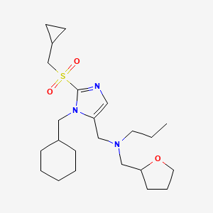 molecular formula C23H39N3O3S B6054983 ({1-(cyclohexylmethyl)-2-[(cyclopropylmethyl)sulfonyl]-1H-imidazol-5-yl}methyl)propyl(tetrahydro-2-furanylmethyl)amine 