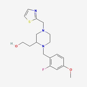 molecular formula C18H24FN3O2S B6054994 2-[1-(2-fluoro-4-methoxybenzyl)-4-(1,3-thiazol-2-ylmethyl)-2-piperazinyl]ethanol 