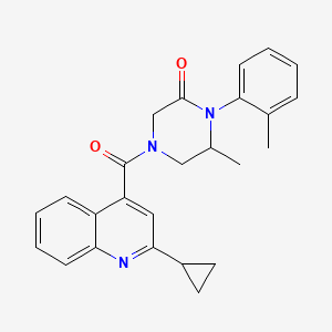 molecular formula C25H25N3O2 B6054999 4-[(2-cyclopropyl-4-quinolinyl)carbonyl]-6-methyl-1-(2-methylphenyl)-2-piperazinone 