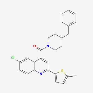 molecular formula C27H25ClN2OS B6055012 4-[(4-benzyl-1-piperidinyl)carbonyl]-6-chloro-2-(5-methyl-2-thienyl)quinoline 