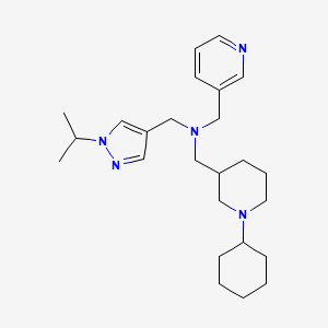 molecular formula C25H39N5 B6055063 1-(1-cyclohexyl-3-piperidinyl)-N-[(1-isopropyl-1H-pyrazol-4-yl)methyl]-N-(3-pyridinylmethyl)methanamine 