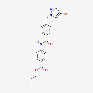 molecular formula C21H20BrN3O3 B6055074 propyl 4-({4-[(4-bromo-1H-pyrazol-1-yl)methyl]benzoyl}amino)benzoate 