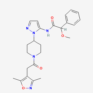 molecular formula C24H29N5O4 B6055092 N-(1-{1-[(3,5-dimethyl-4-isoxazolyl)acetyl]-4-piperidinyl}-1H-pyrazol-5-yl)-2-methoxy-2-phenylacetamide 