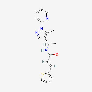 molecular formula C18H18N4OS B6055130 (2E)-N-{1-[5-methyl-1-(2-pyridinyl)-1H-pyrazol-4-yl]ethyl}-3-(2-thienyl)acrylamide 