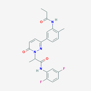 molecular formula C23H22F2N4O3 B6055176 N-(2,5-difluorophenyl)-2-[3-[4-methyl-3-(propionylamino)phenyl]-6-oxo-1(6H)-pyridazinyl]propanamide 