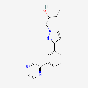 molecular formula C17H18N4O B6055188 1-{3-[3-(2-pyrazinyl)phenyl]-1H-pyrazol-1-yl}-2-butanol 