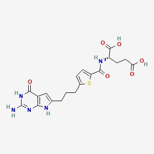 molecular formula C19H21N5O6S B605520 N-({5-[3-(2-氨基-4-氧代-4,7-二氢-1H-吡咯并[2,3-d]嘧啶-6-基)丙基]噻吩-2-基}羰基)-L-谷氨酸 CAS No. 136784-51-5