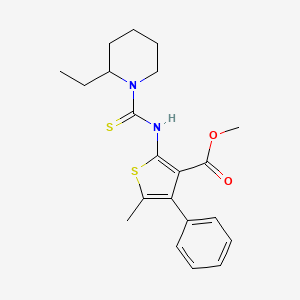 molecular formula C21H26N2O2S2 B6055212 methyl 2-{[(2-ethyl-1-piperidinyl)carbonothioyl]amino}-5-methyl-4-phenyl-3-thiophenecarboxylate 