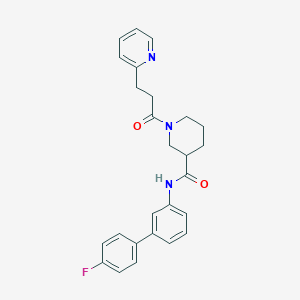 molecular formula C26H26FN3O2 B6055236 N-(4'-fluoro-3-biphenylyl)-1-[3-(2-pyridinyl)propanoyl]-3-piperidinecarboxamide 