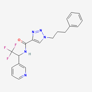 molecular formula C19H18F3N5O B6055238 1-(3-phenylpropyl)-N-[2,2,2-trifluoro-1-(3-pyridinyl)ethyl]-1H-1,2,3-triazole-4-carboxamide 