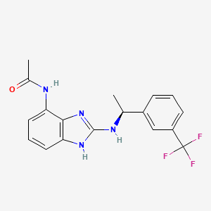 molecular formula C18H17F3N4O B605524 N-[2-[[(1S)-1-[3-(三氟甲基)苯基]乙基]氨基]-1H-苯并咪唑-4-基]乙酰胺 CAS No. 1446770-54-2