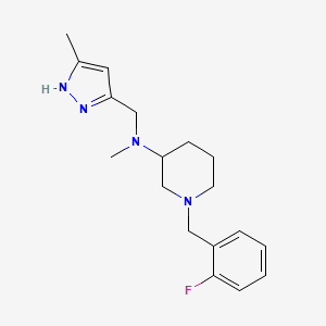 molecular formula C18H25FN4 B6055250 1-(2-fluorobenzyl)-N-methyl-N-[(3-methyl-1H-pyrazol-5-yl)methyl]-3-piperidinamine 