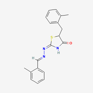 molecular formula C19H19N3OS B6055275 2-methylbenzaldehyde [5-(2-methylbenzyl)-4-oxo-1,3-thiazolidin-2-ylidene]hydrazone 