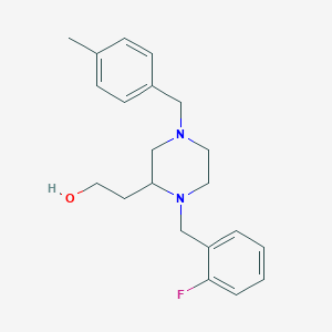 molecular formula C21H27FN2O B6055282 2-[1-(2-fluorobenzyl)-4-(4-methylbenzyl)-2-piperazinyl]ethanol 