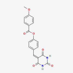 molecular formula C19H14N2O6 B6055360 4-[(2,4,6-trioxotetrahydro-5(2H)-pyrimidinylidene)methyl]phenyl 4-methoxybenzoate 