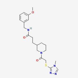 molecular formula C21H29N5O3S B6055390 N-(3-methoxybenzyl)-3-(1-{[(4-methyl-4H-1,2,4-triazol-3-yl)thio]acetyl}-3-piperidinyl)propanamide 