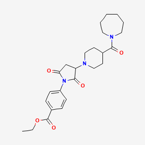 molecular formula C25H33N3O5 B6055405 ethyl 4-{3-[4-(azepan-1-ylcarbonyl)piperidin-1-yl]-2,5-dioxopyrrolidin-1-yl}benzoate 