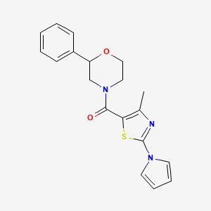 molecular formula C19H19N3O2S B6055428 4-{[4-methyl-2-(1H-pyrrol-1-yl)-1,3-thiazol-5-yl]carbonyl}-2-phenylmorpholine 
