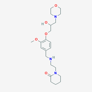 molecular formula C22H35N3O5 B6055451 1-[2-({4-[2-hydroxy-3-(4-morpholinyl)propoxy]-3-methoxybenzyl}amino)ethyl]-2-piperidinone 