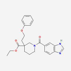molecular formula C24H27N3O4 B6055455 ethyl 1-(1H-benzimidazol-5-ylcarbonyl)-3-(2-phenoxyethyl)-3-piperidinecarboxylate 