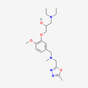 molecular formula C20H32N4O4 B6055459 1-(diethylamino)-3-[2-methoxy-5-({methyl[(5-methyl-1,3,4-oxadiazol-2-yl)methyl]amino}methyl)phenoxy]-2-propanol 