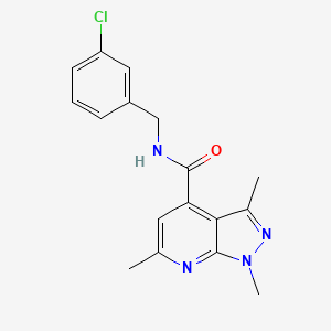 molecular formula C17H17ClN4O B6055491 N-(3-chlorobenzyl)-1,3,6-trimethyl-1H-pyrazolo[3,4-b]pyridine-4-carboxamide 