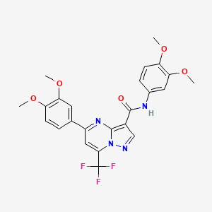 molecular formula C24H21F3N4O5 B6055513 N,5-bis(3,4-dimethoxyphenyl)-7-(trifluoromethyl)pyrazolo[1,5-a]pyrimidine-3-carboxamide 