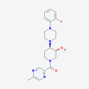 molecular formula C21H26FN5O2 B6055526 (3R*,4R*)-4-[4-(2-fluorophenyl)-1-piperazinyl]-1-[(5-methyl-2-pyrazinyl)carbonyl]-3-piperidinol 
