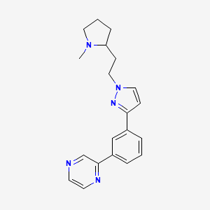molecular formula C20H23N5 B6055534 2-(3-{1-[2-(1-methyl-2-pyrrolidinyl)ethyl]-1H-pyrazol-3-yl}phenyl)pyrazine 