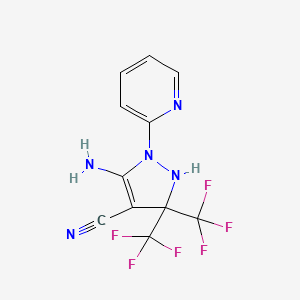 molecular formula C11H7F6N5 B6055556 5-amino-1-pyridin-2-yl-3,3-bis(trifluoromethyl)-2,3-dihydro-1H-pyrazole-4-carbonitrile 