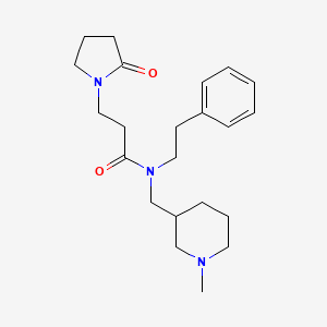 molecular formula C22H33N3O2 B6055577 N-[(1-methyl-3-piperidinyl)methyl]-3-(2-oxo-1-pyrrolidinyl)-N-(2-phenylethyl)propanamide 