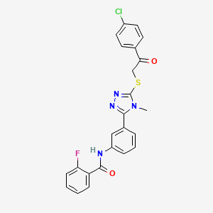 molecular formula C24H18ClFN4O2S B6055622 N-[3-(5-{[2-(4-chlorophenyl)-2-oxoethyl]thio}-4-methyl-4H-1,2,4-triazol-3-yl)phenyl]-2-fluorobenzamide 