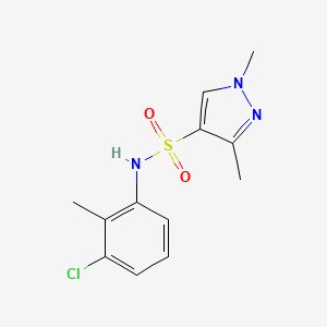 molecular formula C12H14ClN3O2S B6055623 N-(3-chloro-2-methylphenyl)-1,3-dimethyl-1H-pyrazole-4-sulfonamide 