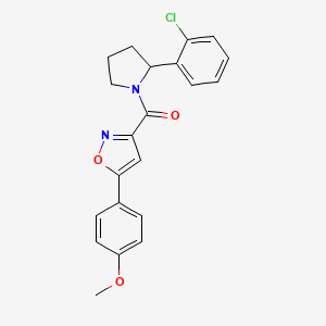 molecular formula C21H19ClN2O3 B6055629 3-{[2-(2-chlorophenyl)-1-pyrrolidinyl]carbonyl}-5-(4-methoxyphenyl)isoxazole 