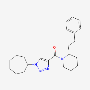 molecular formula C23H32N4O B6055631 1-[(1-cycloheptyl-1H-1,2,3-triazol-4-yl)carbonyl]-2-(2-phenylethyl)piperidine 